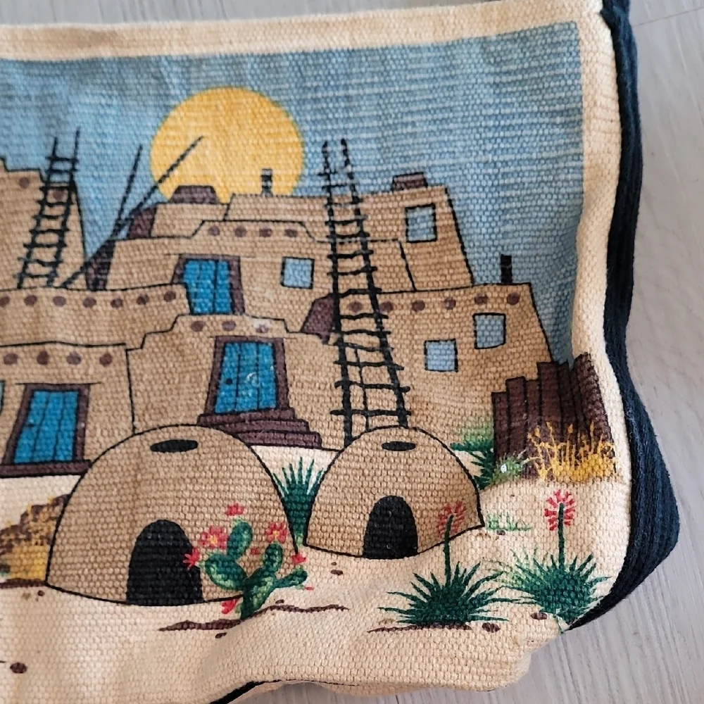 El Paso Saddle Blanket Co Southwestern Tapestry Tote Bag Adobe Village Western